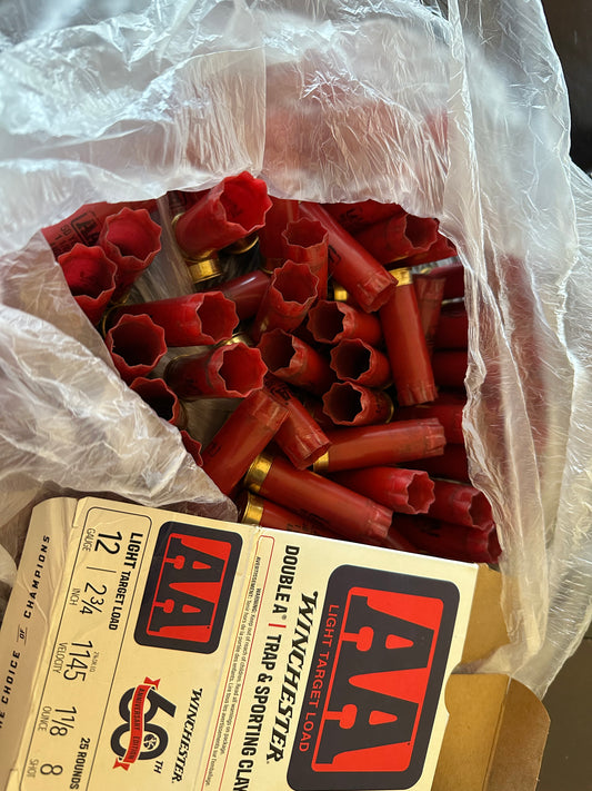 100 Once Fired Hulls Winchester AA 12 Ga. 2 3/4 Hulls