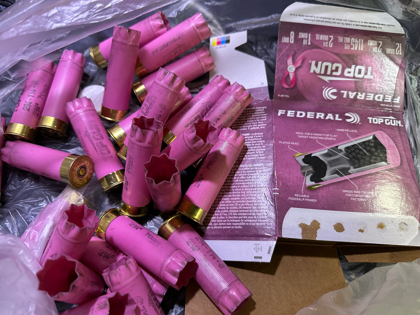 25 Once Fired Hulls Pink Federal Top Gun 12 Ga. 2 3/4 Hulls W/Box
